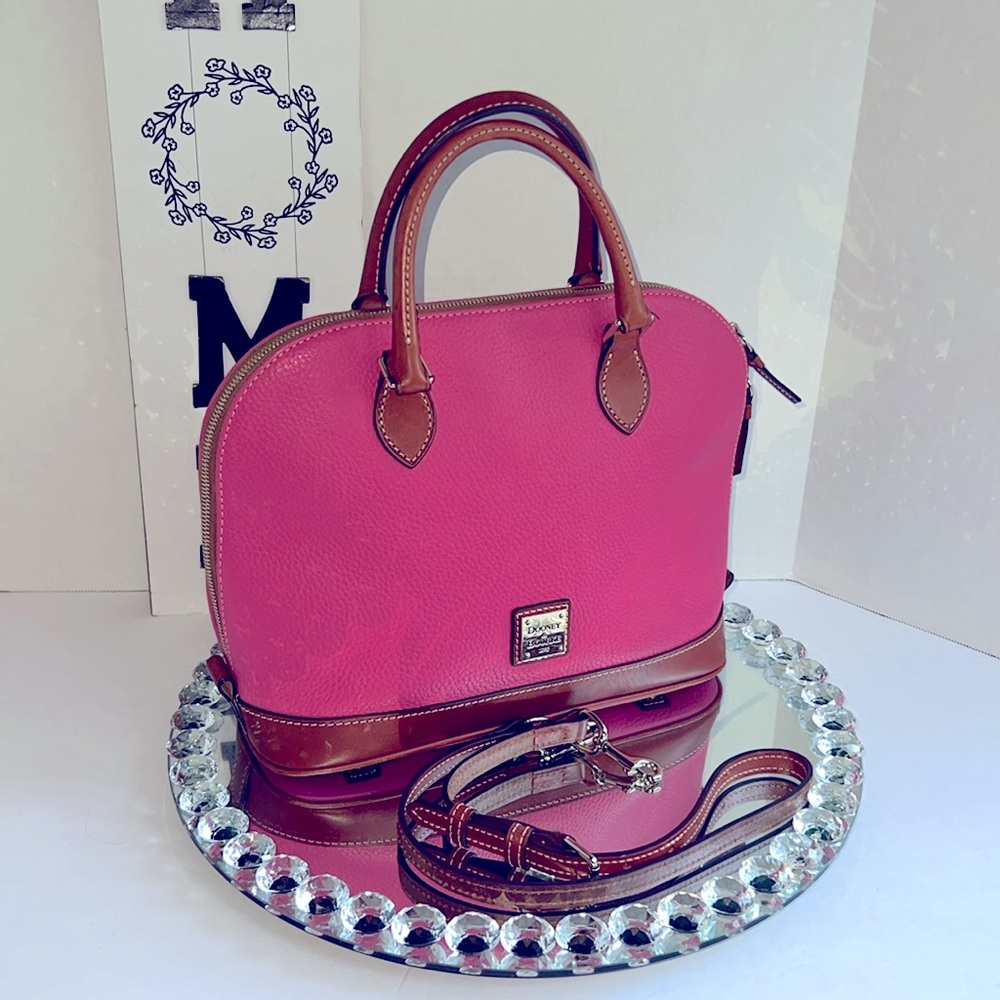 Dooney & Bourke Pink Pebbled Leather Zip Dome Satchel Crossbody bag - Picture 4 of 14